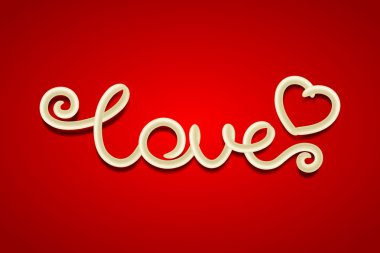 Kırmızı arkaplanda kelime aşkı