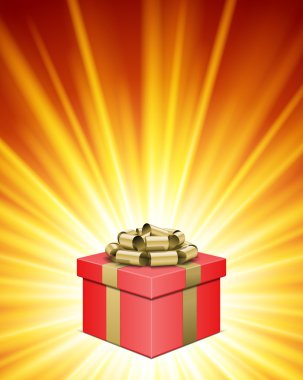 hediye kutusu ile şerit ve ışık. vektör arka plan eps 10.