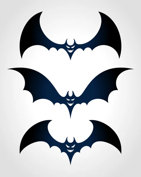 Halloween noir chauve-souris effrayant visage Vector icon set eps 10 . — Image vectorielle