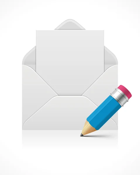 Mail openen met blanco papier en potlood vectorillustratie. EPS 10. — Stockvector