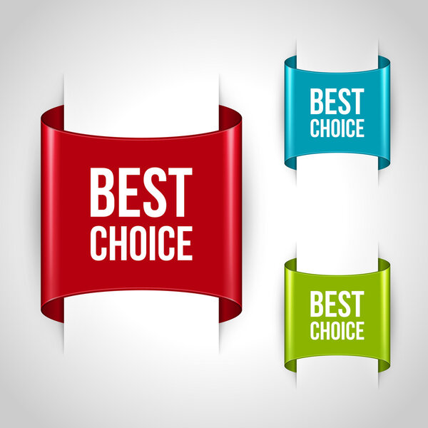 Vector best choice message on bookmark set. Eps 10.