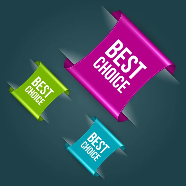 Vector best choice message on bookmark set. Eps 10. — Stock Vector