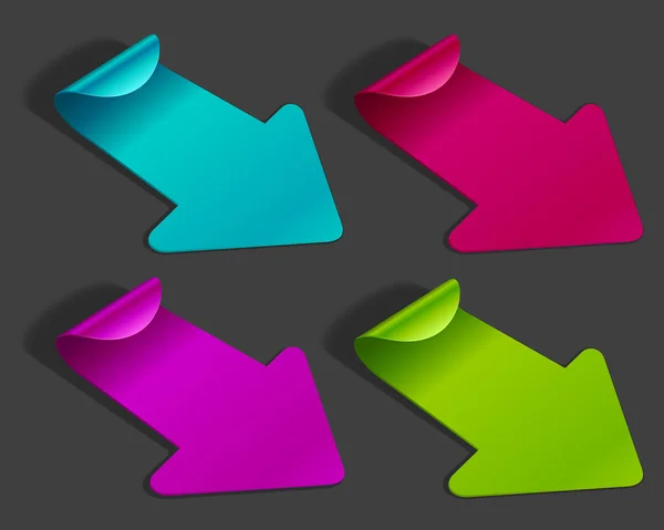 Set de pegatinas de flecha vectorial. Sombra transparente fácil reemplazar el fondo y editar colores . — Archivo Imágenes Vectoriales