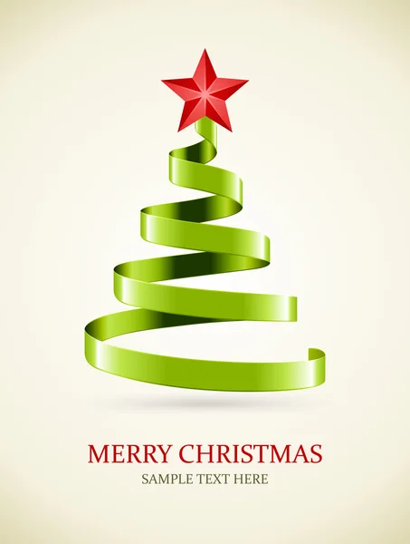 Kerstboom van groene lint en ster vector achtergrond. EPS 10. — Stockvector