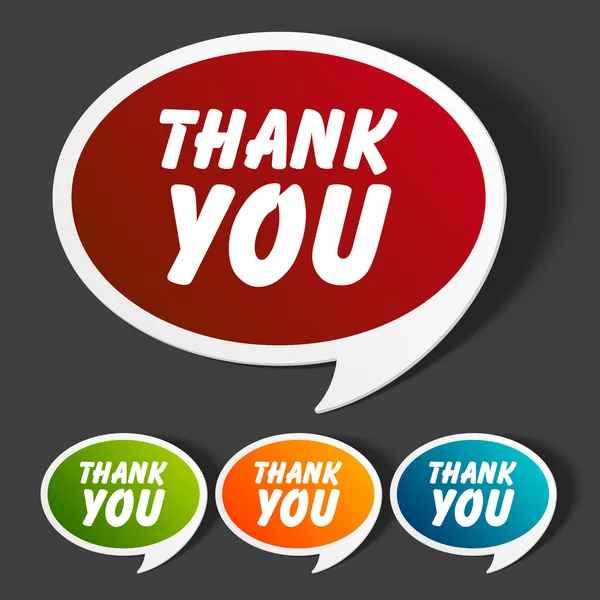 Vector thank you message stickers set. Transparent shadow easy replace background and edit colors. — Stock Vector