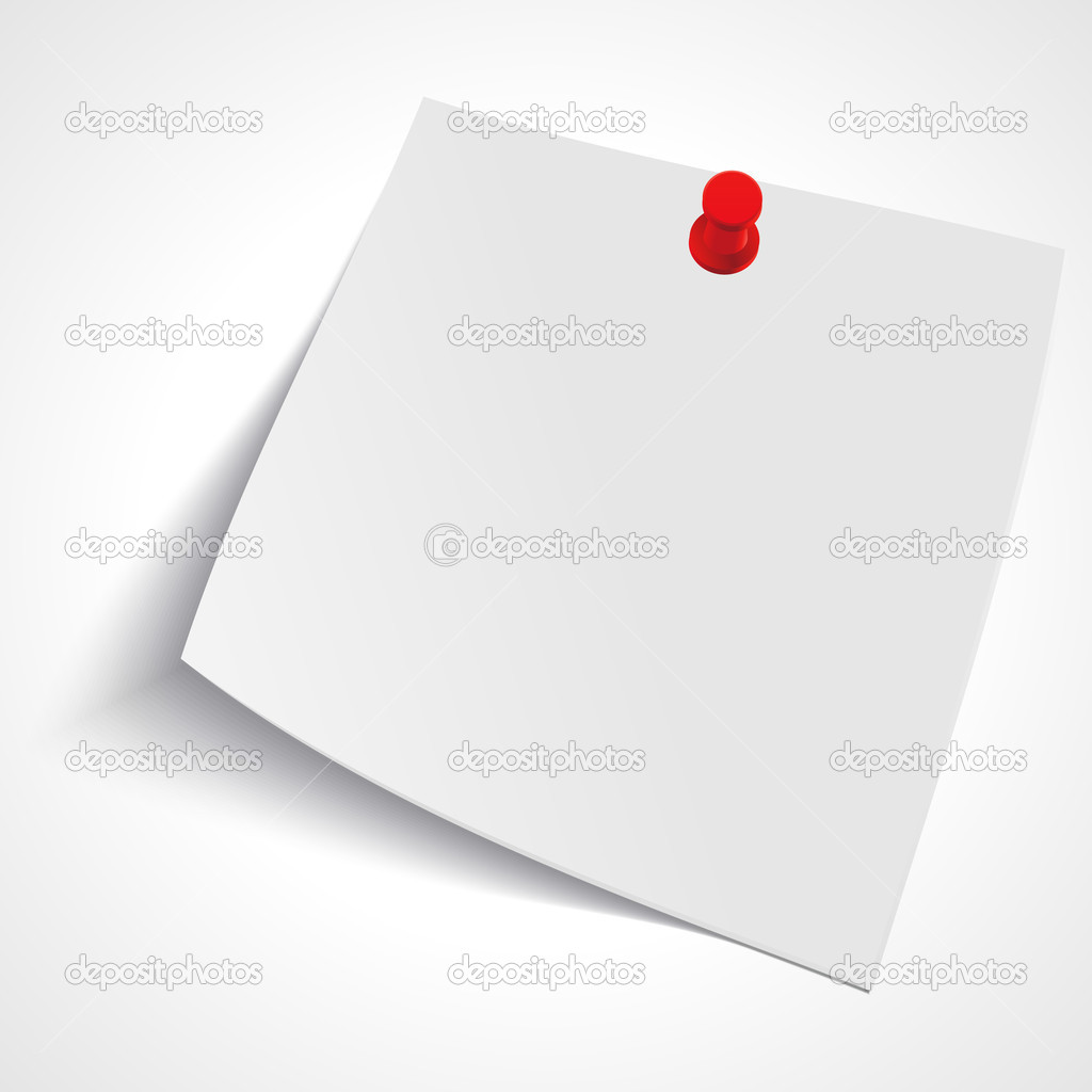 Note paper with push pin vector illustration. Eps 10