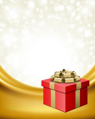 hediye kutusu ile şerit ve ışık. vektör arka plan eps 10.