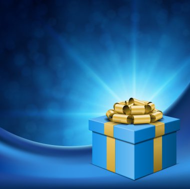 hediye kutusu ile light ve altın yay. vektör arka plan eps 10.