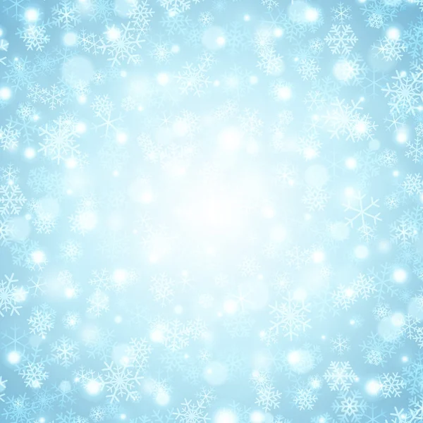Kerstmis achtergrond sneeuwvlokken en lichte vector afbeelding — Stockvector