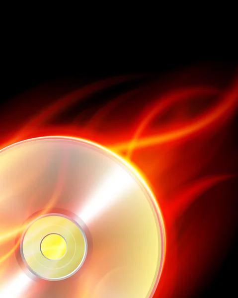 Vypálit disk CD-ROM s plamen vektorové pozadí. EPS 10 — Stockový vektor