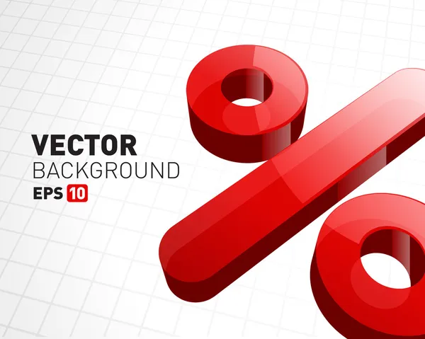 Porcentaje rojo Señal sobre fondo blanco — Vector de stock