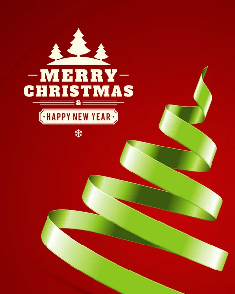 グリーン リボンからのクリスマス ツリー — ストックベクタ
