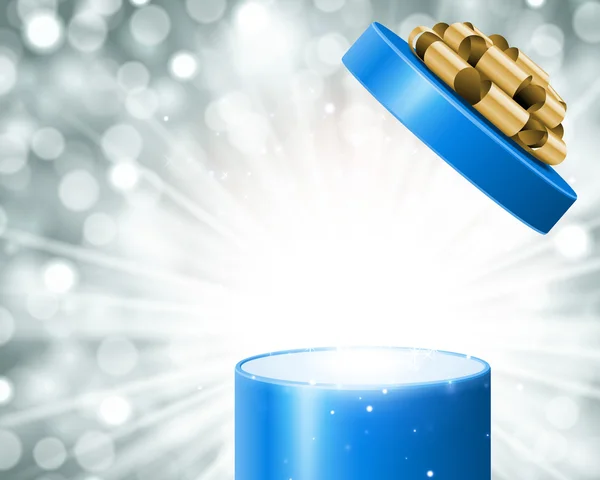Ανοίξτε το δώρο με πυροτεχνήματα από φως — Διανυσματικό Αρχείο