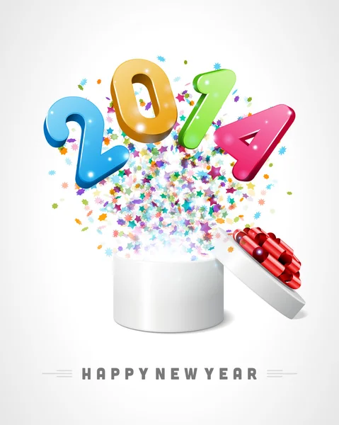 Šťastný nový rok 2014 létat tam otevřené okno — Stockový vektor
