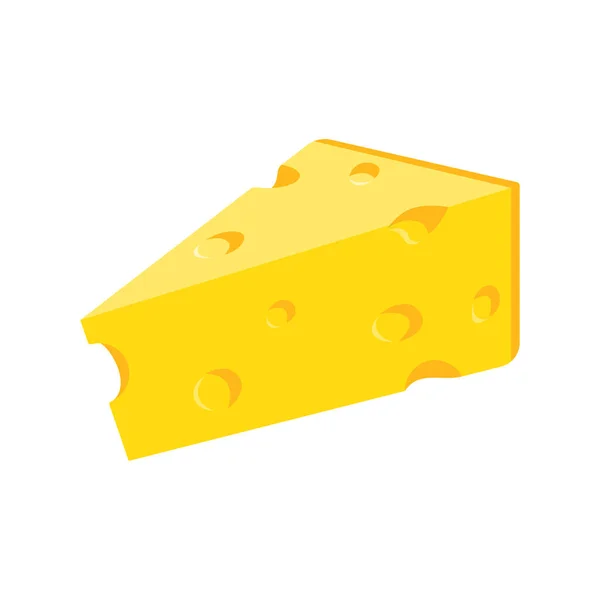 Pieza de triángulo de queso amarillo fresco apetitoso con agujeros vector ilustración isométrica — Vector de stock