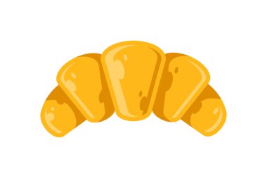 Sarı taze iştah açıcı kruvasan fırınlanmış tatlı ikonu düz çizim