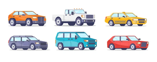 Kolekcja różne nowoczesne i retro samochód izometryczny wektor ilustracji transportu samochodowego — Wektor stockowy