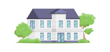 İki katlı lüks bina cephesi izometrik vektör çizimi zarif konut binası.