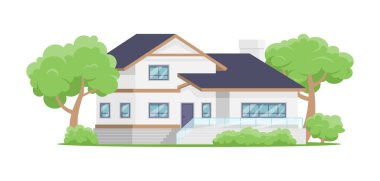 Lüks apartman ön pencereleri, kapı, veranda, balkon izometrik vektör çizimi