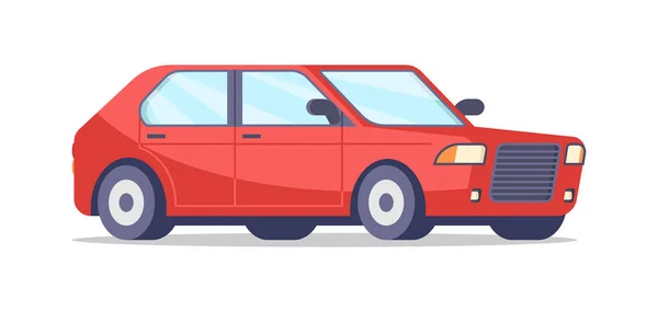Ilustración del vector isométrico del coche del hatchback retro. Automóvil de pasajeros vintage para la ciudad en movimiento — Vector de stock