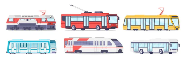 Электрический общественный транспорт для перевозки пассажиров с изометрическими векторными иллюстрациями — стоковый вектор
