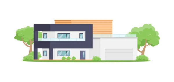 Moderna casa de campo de luxo oi tech com varanda e garagem ilustração vetor isométrico — Vetor de Stock