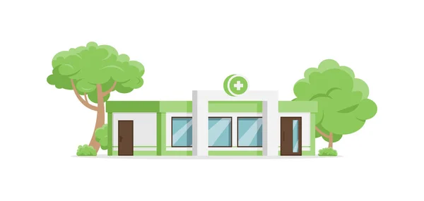 Lokalna apteka zielony elewacja dekoracyjny projekt izometryczny wektor ilustracja medyczny dom apteka — Wektor stockowy