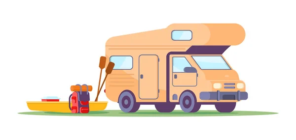 Camping RV familie road trip zomer reizen vakantie isometrische vector illustratie — Stockvector