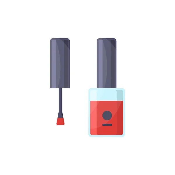 Klassieke rode nagellak lak emaille voor nauwkeurigheid manicure en pedicure vector platte illustratie — Stockvector