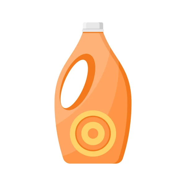 Conditionneur de lavage liquide dans une bouteille en plastique orange avec poignée et couvercle vecteur plat — Image vectorielle