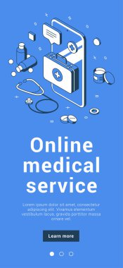 Çevrimiçi tıbbi servis mobil uygulaması izometrik vektör uzaktan internet doktor danışmanlığı