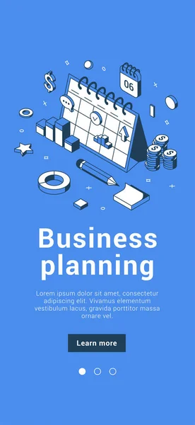 Business planning and time management with schedule agenda mobile app isometric vector — Stock Vector