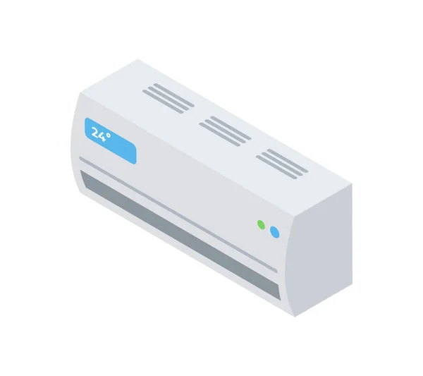 Acondicionador de aire electrónico moderno con indicador de temperatura ilustración vectorial isométrica — Archivo Imágenes Vectoriales