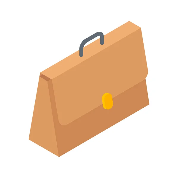 Cartella business marrone con maniglia per deposito documenti cartacei con vettore isometrico — Vettoriale Stock