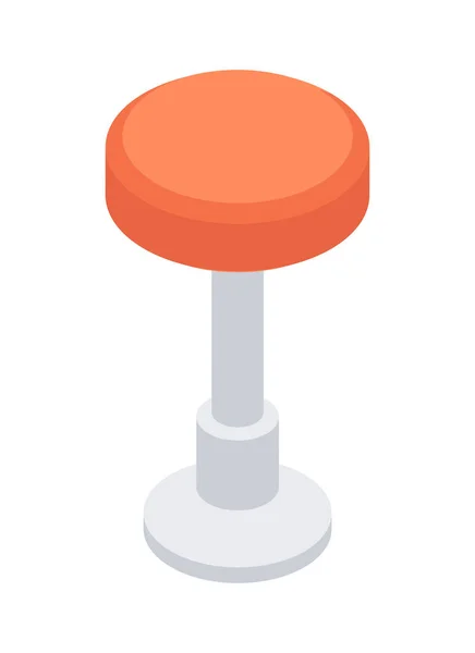 Czerwony klasyczny okrąg bar stołek izometryczny wektor ilustracji. Wysokie krzesło do projektowania wnętrz — Wektor stockowy