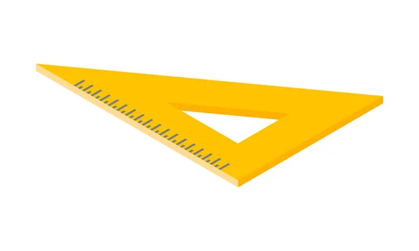 Yellow plastic ruler triangle measurement instruments and school equipment isometric vector — Stock Vector