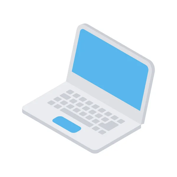 Portátil moderno minimalista con tapa abierta e ilustración de vectores isométricos de teclado — Vector de stock