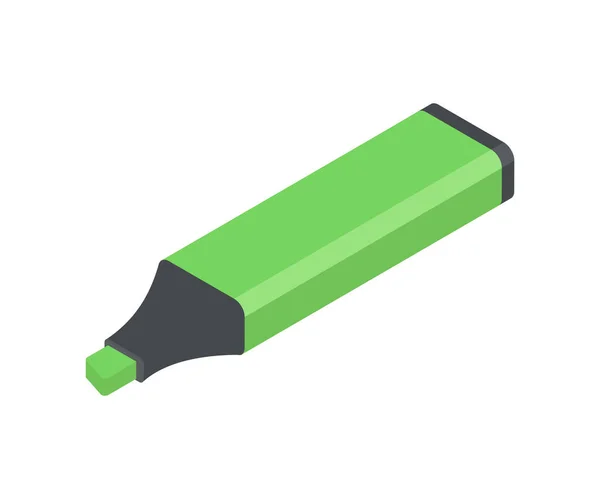 Green felt tip marker toll izometrikus vektor illusztráció rajz eszköz kiemelésére — Stock Vector