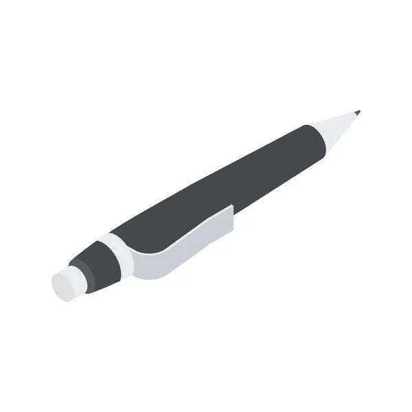 Traditionelle schwarze Kugelschreiber Büro Business School Ausbildung Zubehör isometrische Vektorillustration — Stockvektor
