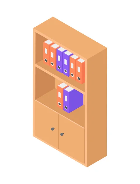 Szafka biurowa z półkami do folderów dokumentuje rozmieszczenie wektora izometrycznego ilustracji — Wektor stockowy