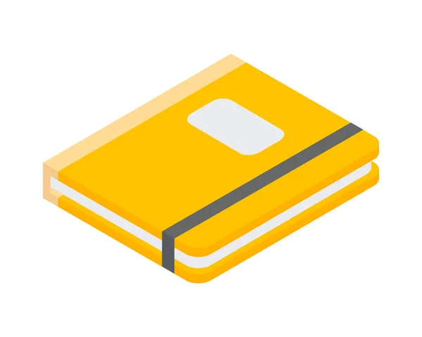 Жовтий папір закритий блокнот з рядком для запису повідомлення-пам'яті або ізометричного вектора щоденника Стокова Ілюстрація