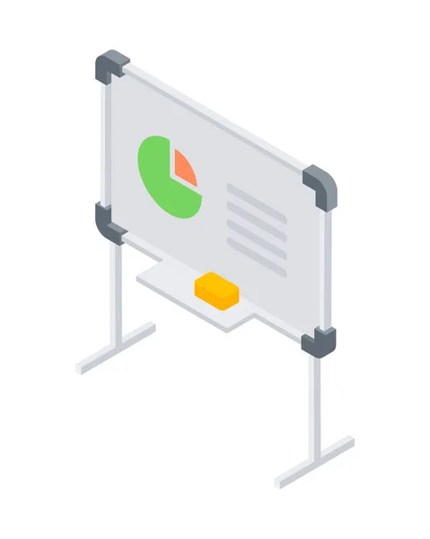 Biała tablica z wykresem prezentacji biznesowej izometryczny wektor ilustracji — Wektor stockowy