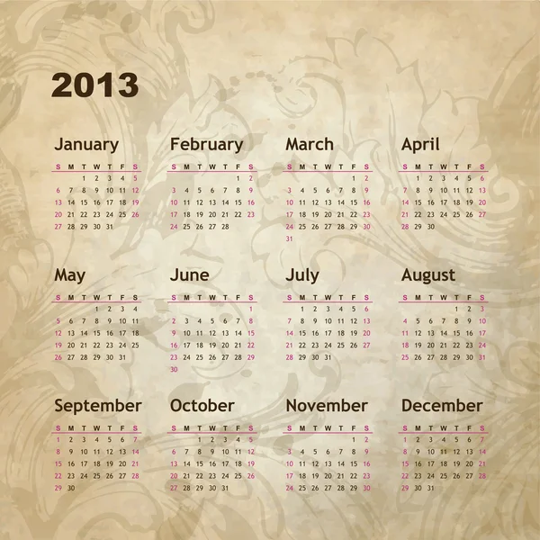 Nouvel an calendrier 2013 — Image vectorielle