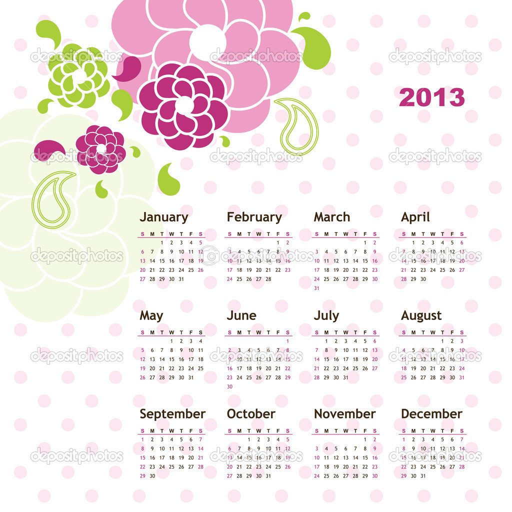 New year calendar 2013
