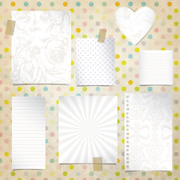 Old paper notebook - set of backgrounds — Stock Vector