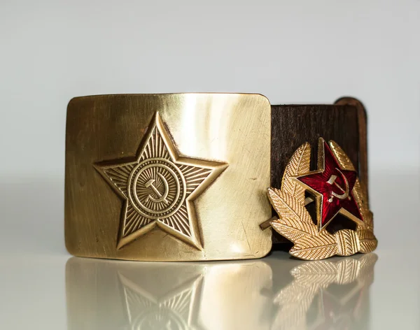 Soldier's belt and badge — Stock Photo, Image