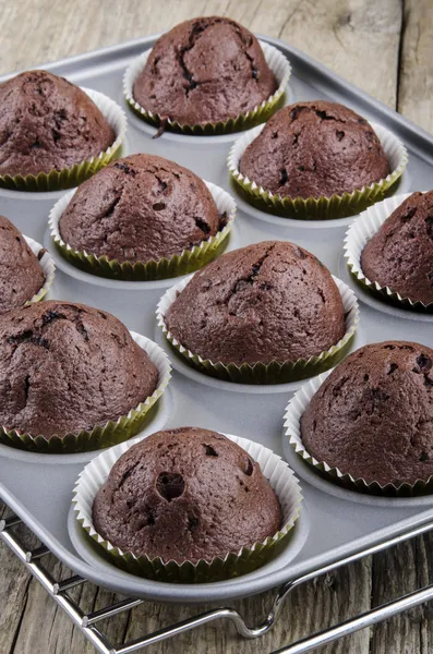 Chocolate cupcake fresh from the oven — Stock Photo, Image