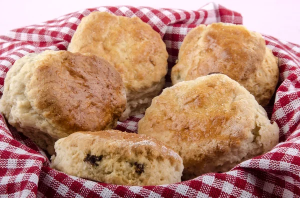 Home made scones in a basket — Stock Photo, Image