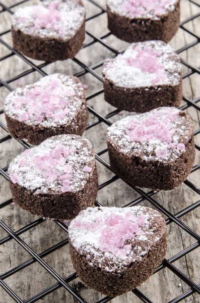 Alla hjärtans kaka med rosa skimmer — Stockfoto