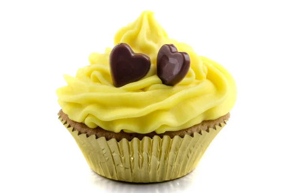 Cupcake à la crème au beurre jaune — Photo